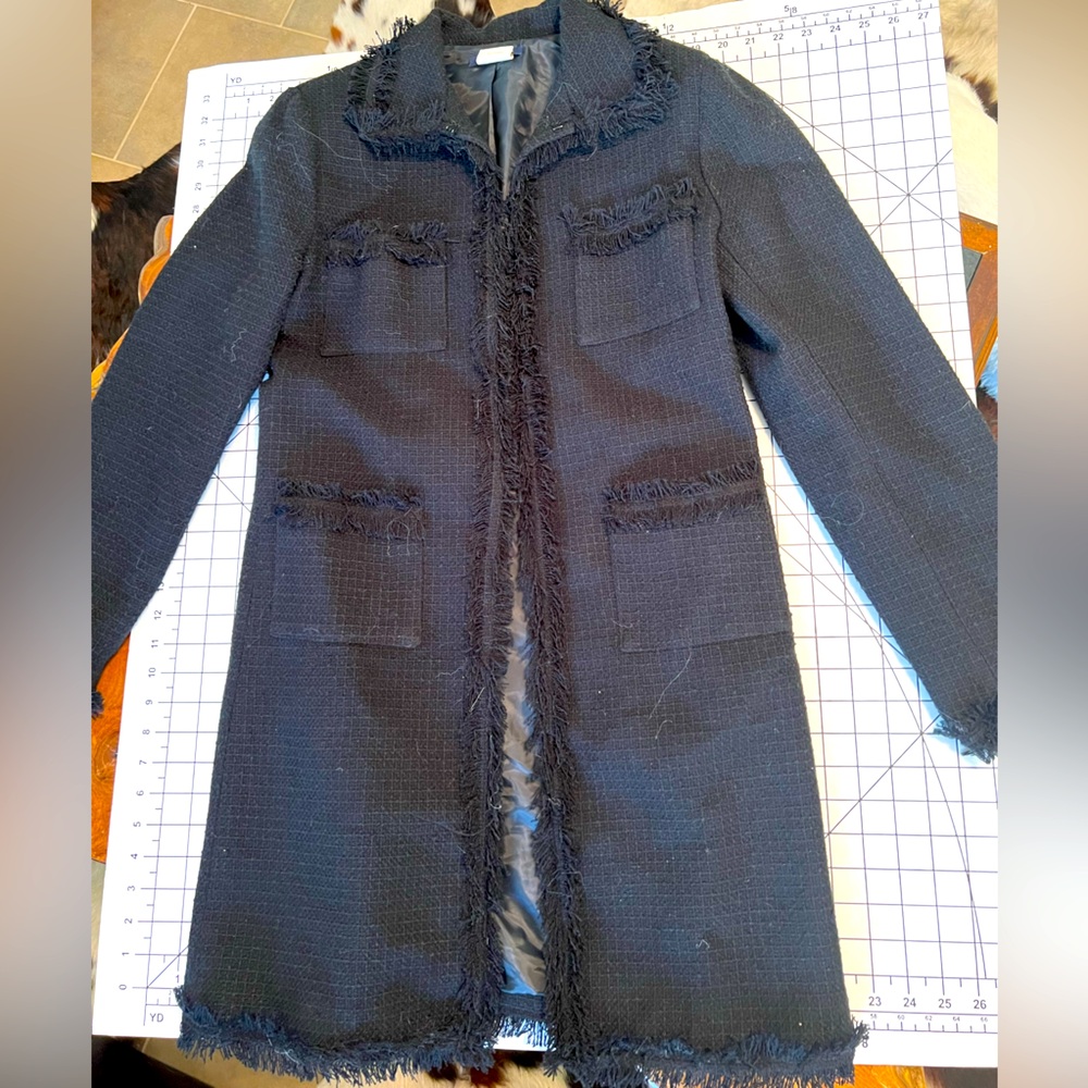 Boston Proper NWOT tweed long jacket blazer with trim 6